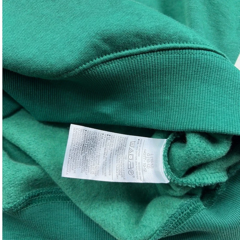 Old Navy Girls Green Floral Applique Fleece Sweatshirt Pullover Size L 10-12